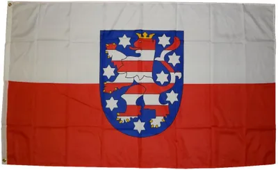 Image de Drapeau Thuringe 90 x 150 cm Drapeau avec 2 oeillets 100g/m² poids du tissu Hissenflag