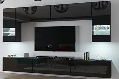 Obrázek produktu pro Furnitech Závěsná skříňka do obývacího pokoje - Závěsná skříňka moderní - Police a TV skříňka - Nábytek do obývacího pokoje bez LED (Future C79-HG-B1 1A)