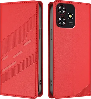 Obrázek produktu pro Pouzdro pro ZTE Blade A73 4G,Polyuretankožené peněženkové pouzdro s přihrádkou na karty a funkcí stojánku Rot