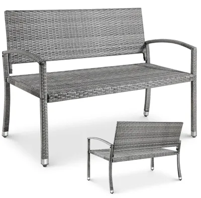 Produktbild von Gartenbank Polyrattan 2 Sitzer 320kg belastbar 122x62x90cm Grau