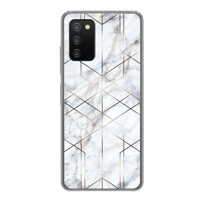 Produktbild von MuchoWow® Handyhülle Schutzhülle Hülle für Samsung Galaxy A03s Marmor - Gold - Weiß Silikon Softcase Handy Hülle - Schutz