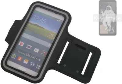 Produktbild von Kompatibel mit HiSense A5C Neopren Jogging Armband Sportarmband Oberarmband schwarz kompatibel mit HiSense A5C mit Reflektor Streifen. Fitness Lauf