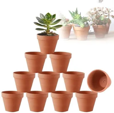 Produktbild von Famanu Blumentöpfe Set – 10 kleine Terracotta Töpfe mit Abflussloch, 10 x 8 cm