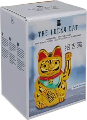 Produktbild von Winkekatze Glückskatze Maneki Neko mit Wackelarm | 20 cm Gold