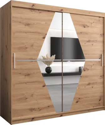 Produktbild von Kleiderschrank, Schiebetürenschrank Schlafzimmer, Schrank mit Spiegel BOLIWIA 200 cm