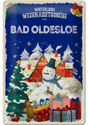 Produktbild von Blechschild Weihnachtsgrüße aus BAD OLDESLOE 20x30cm