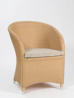 Produktbild von Loomsessel Vesuv Rattan natur mit Kissen, Füße mit Chrombeschlag, 62x80x68 cm