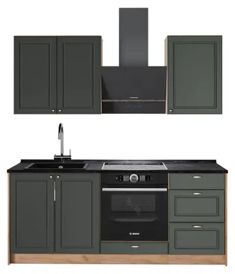 Produktbild von Singleküche Vicco Fame-Line Grün-Gold Landhaus/Goldkraft Eiche 190 cm ohne Arbeitsplatte, Model 64886