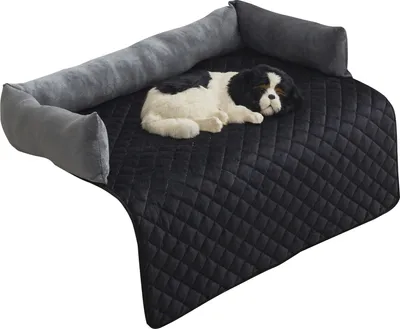 Image de Couverture de lit pour chien, couverture pour chien faite main, tapis pour chien, tapis pour animal de compagnie, protection de canapé antidérapante pour chiens et chats (noir,90x90 cm)