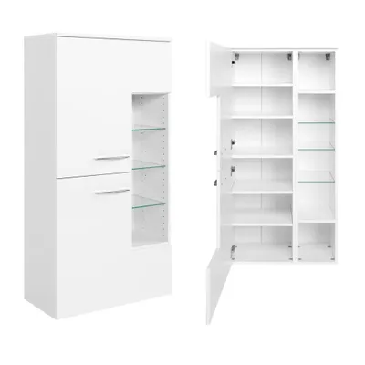 Produktbild von Midischrank FLORIDO-03 Hochglanz weiß, mit Glasböden, B x H x T: ca. 65 x 130 x 35 cm