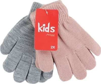 Kinderhandschuhe in Rosa und Hellgrau