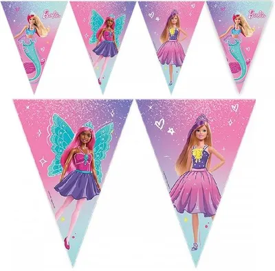 Image de Guirlande Barbie 9 drapeaux, 230 cm