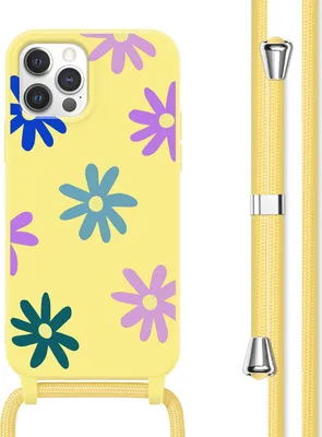 Produktbild von imoshion SilikonHülle design mit Band iPhone 12 (Pro) - Yellow Flower Distance