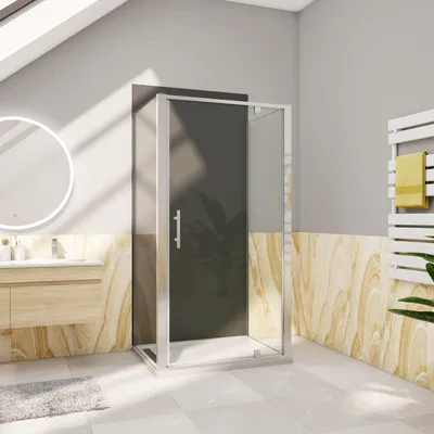 Produktbild von AICA U-Form Duschkabinen Drehtür 90x185cm Seitwand 2x70x185cm Eckeinstieg 5mm ESG Glas Schwingtür Dretür Duschkabinen