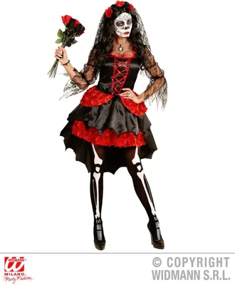 Produktbild von BRAUT DIA DE LOS MUERTOS (Kleid,Schleier mit Blumen) Größe M