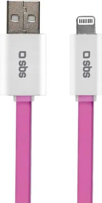 Produktbild von SBS TECABLELIGFLATP, 1,5 m, Lightning, USB A, Pink