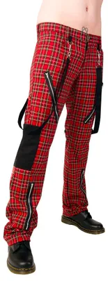 Obrázok produktu pre Čierne džínsy Pistol – punkové nohavice v štýle tartan, veľkosť 28