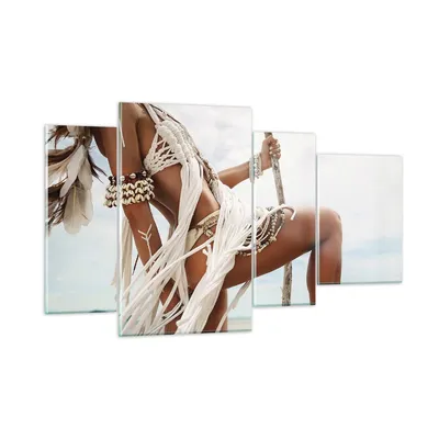 Produktbild von Bilder auf glas - 4 Teile - Frau Freiheit Exotik - 120x70cm - Glasbilder - Wandbilder - Bilder - zum Aufhängen bereit - Wanddekoration aus Glas - Glas Bilder - Wandbild auf Glas - GDL120x70-4942