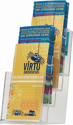 Image de Q-Connect® KF04186 Présentoir à prospectus 4 cases 1/3 A4 vertical transprent