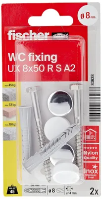 Produktbild von Fischer 83628, Schrauben- & Dübelsatz, Mauerziegel, Beton, Nylon, Grau, Edelstahl, Pozidriv