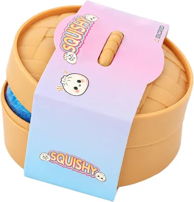 Imagen del producto de Dumpling misterioso con purpurina azul: juguete antiestrés en forma de bollo al vapor, de 10 cm