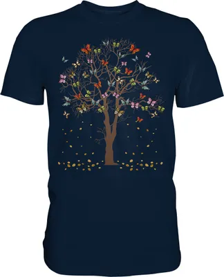 Produktbild von Frauen Schmetterlinge Baum T-Shirt – Navy / 4XL