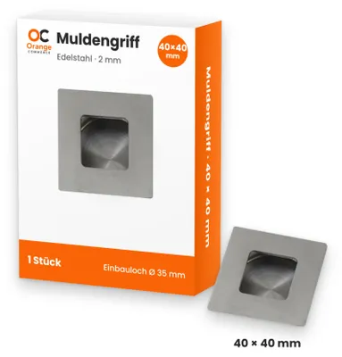 Produktbild von Edelstahl Muschelgriff Muldengriff Griffmulde Möbelgriff Griffmuschel Griff 40x40mm