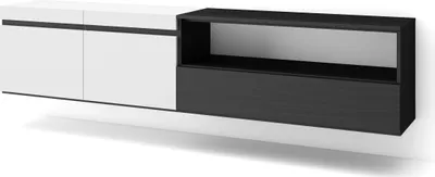 Immagine prodotto di COZY Mobile TV Soggiorno, 200x35x45cm, Per TV fino a 80, da appendere, Bianco e Nero