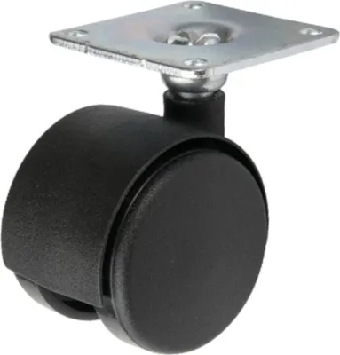 Produktbild von Doppelrolle mit Platte 20kg | Möbelroller | Rollen für Möbel, Bürostuhl, Beistellbett, Schreibtischstuhl, Hocker | Stuhl-Rollen | Doppelrollen | Schwarz