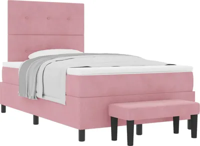 Produktbild von vidaXL Boxspringbett mit Kopfteil Rosa 190 x 120 cm Samt