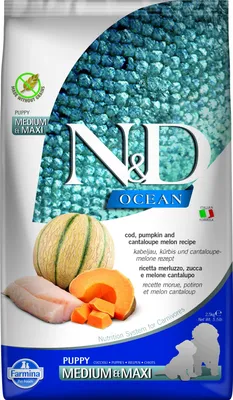 Produktbild von N&D Ocean Puppy Kabeljau mit Kürbis medium/maxi 2,5 kg