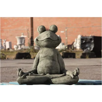 Produktbild von Steinfiguren Horn Yogafrosch Gartenfigur Steinguss, frostfest und witterungsbeständig, Höhe 50 cm, Breite 53 cm, Tiefe 30 cm, 30 kg