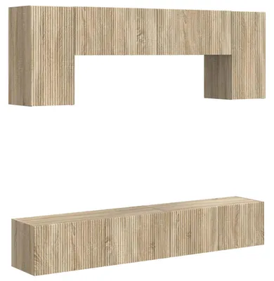 Image de vidaXL Ensemble de meubles TV Fixé au mur 4 pcs Chêne Sonoma Bois composite