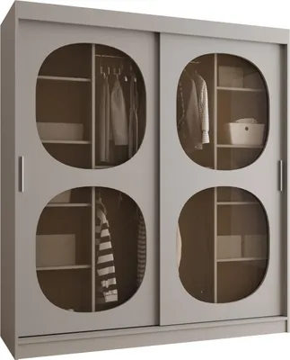 Produktbild von MEBLE KRYSPOL Kleiderschrank mit Glas 180 x 200 x 62 cm BAHRAJN 2, Kaschmir