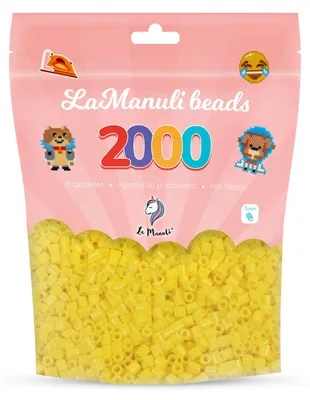 Zdjęcie produktu dla La Manuli Koraliki do prasowania żółte 2000 szt. Midi 5 mm – prasowanki, koraliki termiczne, zestaw uzupełniający, mozaika pixel art