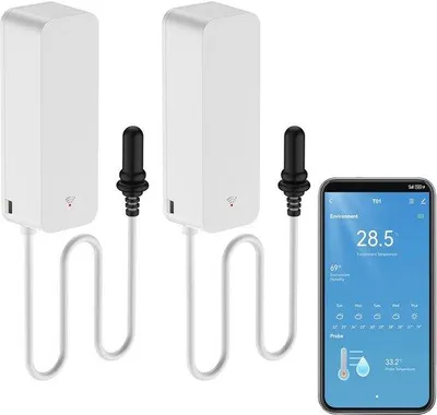 Image de Thermomètre et hygromètre intelligent avec Wi-Fi et sonde externe pour réfrigérateur et aquarium