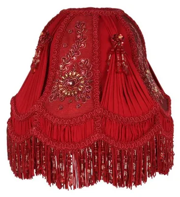 Zdjęcie produktu dla Abażur w stylu wiktoriańskim, kopułowy, 26 cm - czerwony - materiałowy