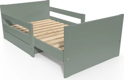 Produktbild von Kinderbett 90x200 mitwachsend aus Holz mit Aufbewahrungsschublade - Grau