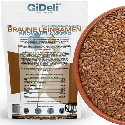 Produktbild von Braune Leinsamen 20kg Ganze Körner Vegan Natur Ballaststoffreich Backen GiDeli