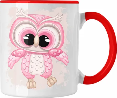 Produktbild von Trendation - Eulen Tasse Geschenk Frauen Eulenliebhaber Fans Becher Grafik (Rot)