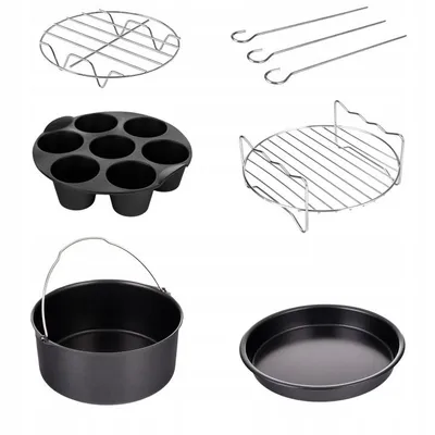 Zdjęcie produktu dla Akcesoria do frytkownicy beztłuszczowej Lehmann - 5x elementy - Odpowiednie do frytownic AIR FRYER XL i XXL - średnica 17 cm, zestaw do Air Fryer