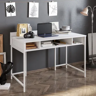 Produktbild von Skye Decor, Tumata - White, Schreibtisch, Weiß, 100 % MELAMINBESCHICHTETE SPANPLATTEN, 119,5 x 62 x 65,2 cm