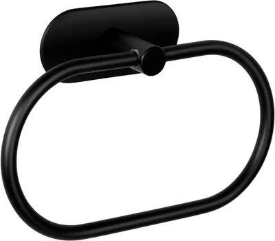 Produktbild von Handtuchhalter & -haken Handtuchhalter ohne Bohren - Badhakenhalter Handtuchhaken Handtuchring Wand zum Kleben (Edelstahl) (Schwarz)