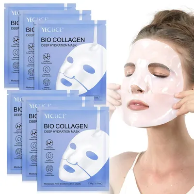 Produktbild von Kollagen Gesichtsmaske Feuchtigkeitsspendende Schlafmaske Nachtmaske - 6 Stück - Bio - Hyaluronsäure - Alle Hauttypen - Für Gesicht und Nacht