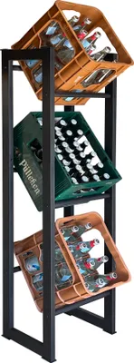 Produktbild von Getränkekistenregal 39x30x140cm für 3 Kästen Getränkekistenhalter Standregal
