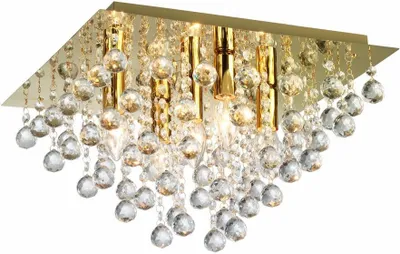 Obrázek produktu pro Stropní svítidlo Lancaster Crystal, zlaté, 5xE14x40W, kov, rozměry: 27x42x42 cm, IP20, Reality