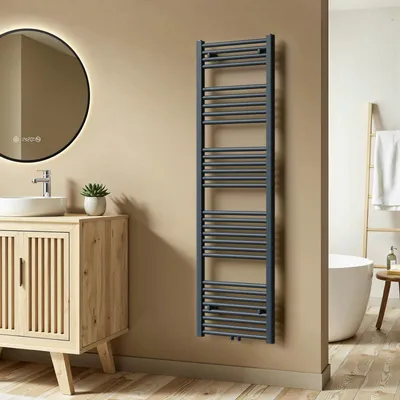 Zdjęcie produktu dla S'AFIELINA 160 x 50 cm Grzejnik łazienkowy Suszarka do ręczników Grzejnik na ręczniki Podłączenie centralne Podgrzewacz do ręczników Prosty antracyt ,654 W