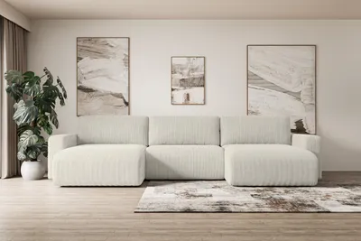 Produktbild von ALTDECOR Ecksofa mit Schlaffunktion und Bettkasten Corner Sofa Eckcouch Couch U-Form universal, links/rechts Schlafcouch Ausziehbar Wohnlandschaft Schlafsofa KLEEA-U - 347x143x83cm Cremeweiß