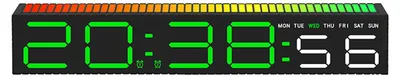 Digitaluhr mit Musik-Rhythmus-Lichtdisplay, 12/24h, Mehrfarbig