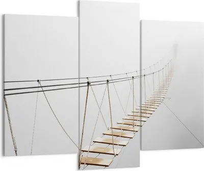 Produktbild von Bild auf Leinwand - Leinwandbild - 3 Teile - Brücke ausgesetzt Nebel - 130x100cm - Wand Bild - Wanddeko - Wandbilder - Leinwanddruck - Bilder - Wanddekoration - Leinwand bilder - CB130x100-5018